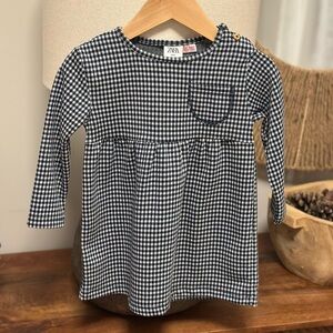 Zara Gingham Long Sleeve Dress Top